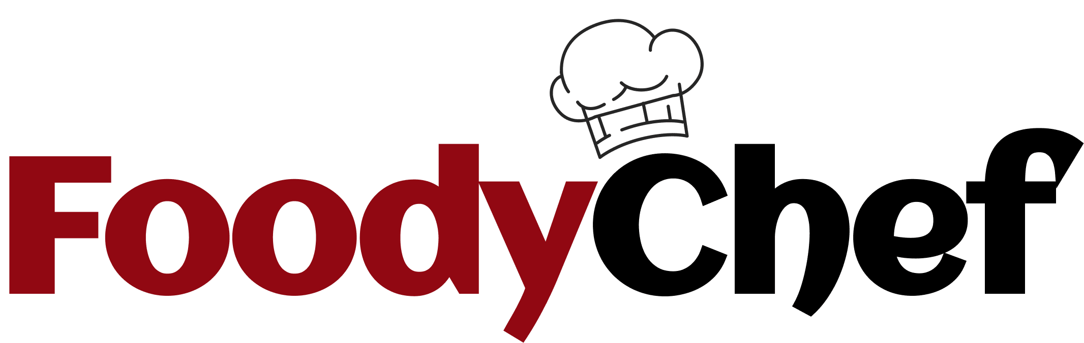 לוגו אדום של "פודי" עם כובע שף אפור מעליו.